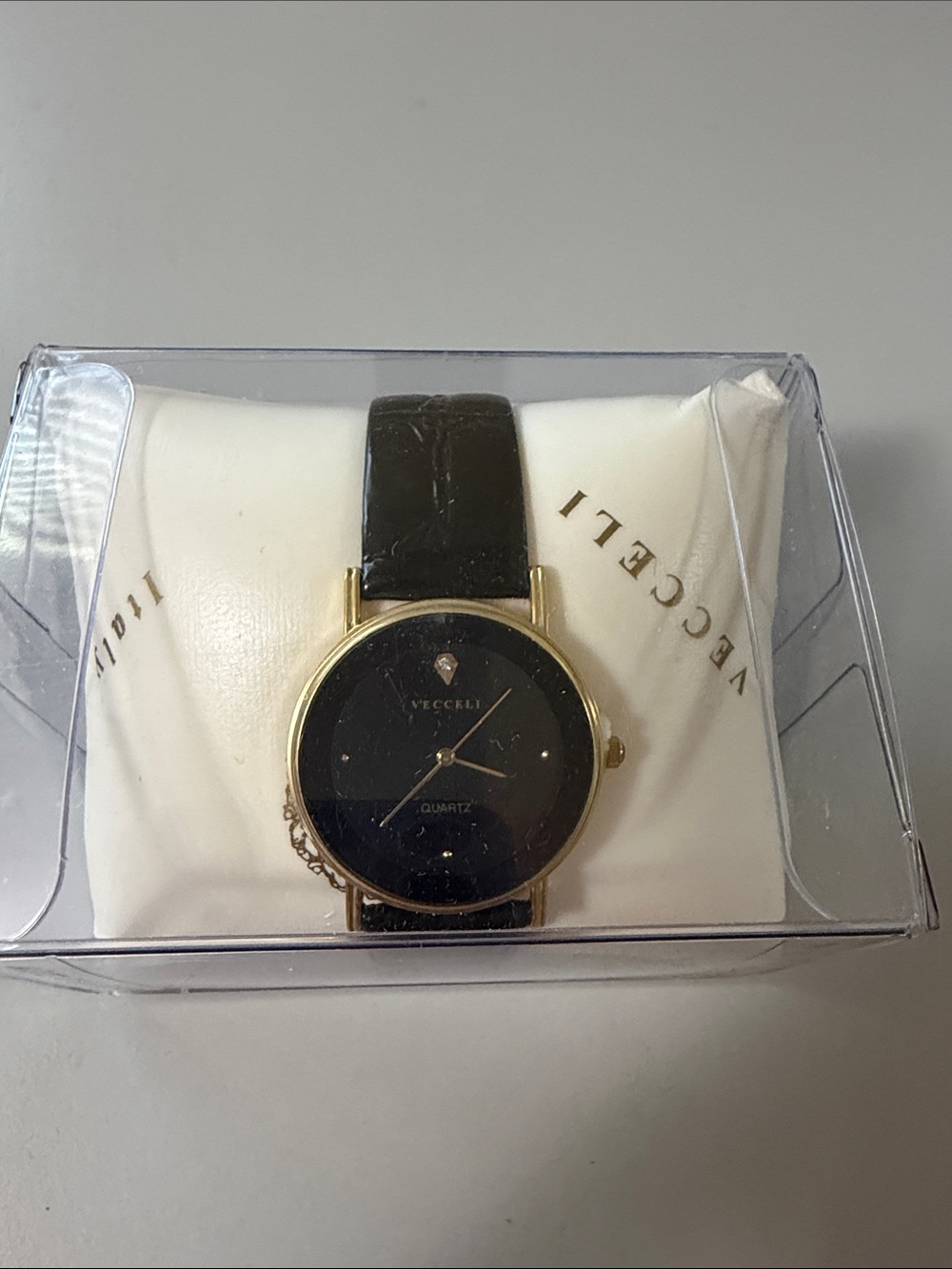 Vecceli women’s watch with with gem stone on dial. Still in box